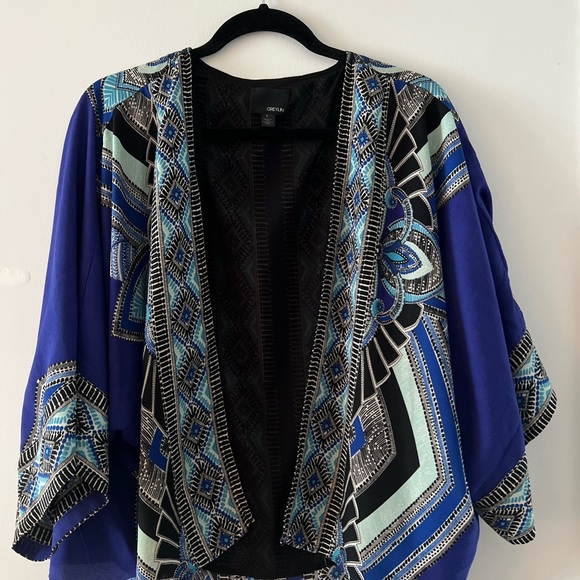 Anthropologie Greylin Blue Motif Kimono - Picture 1 of 3